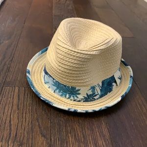 Hawaiian Print Straw look Fedora Toddler